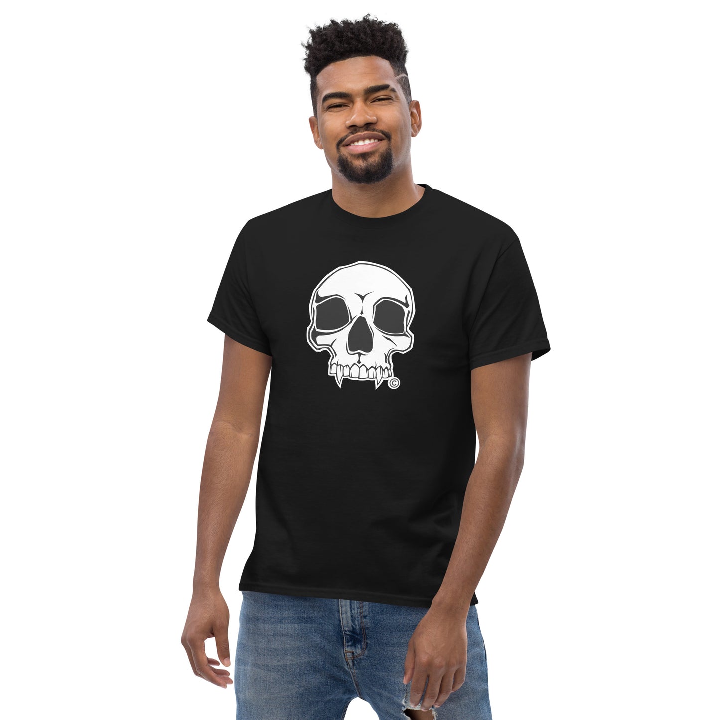 White Vampire Skull Black Men's classic tee